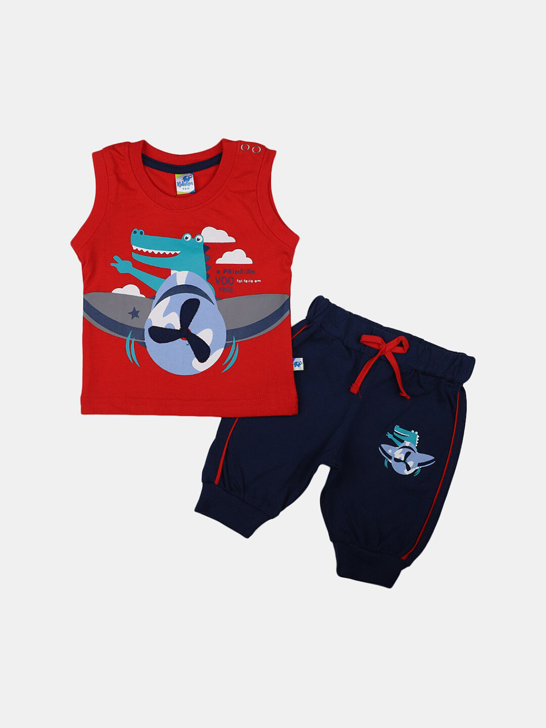 

V-Mart Infant Printed Pure Cotton T-shirt With Pyjamas Set, Red