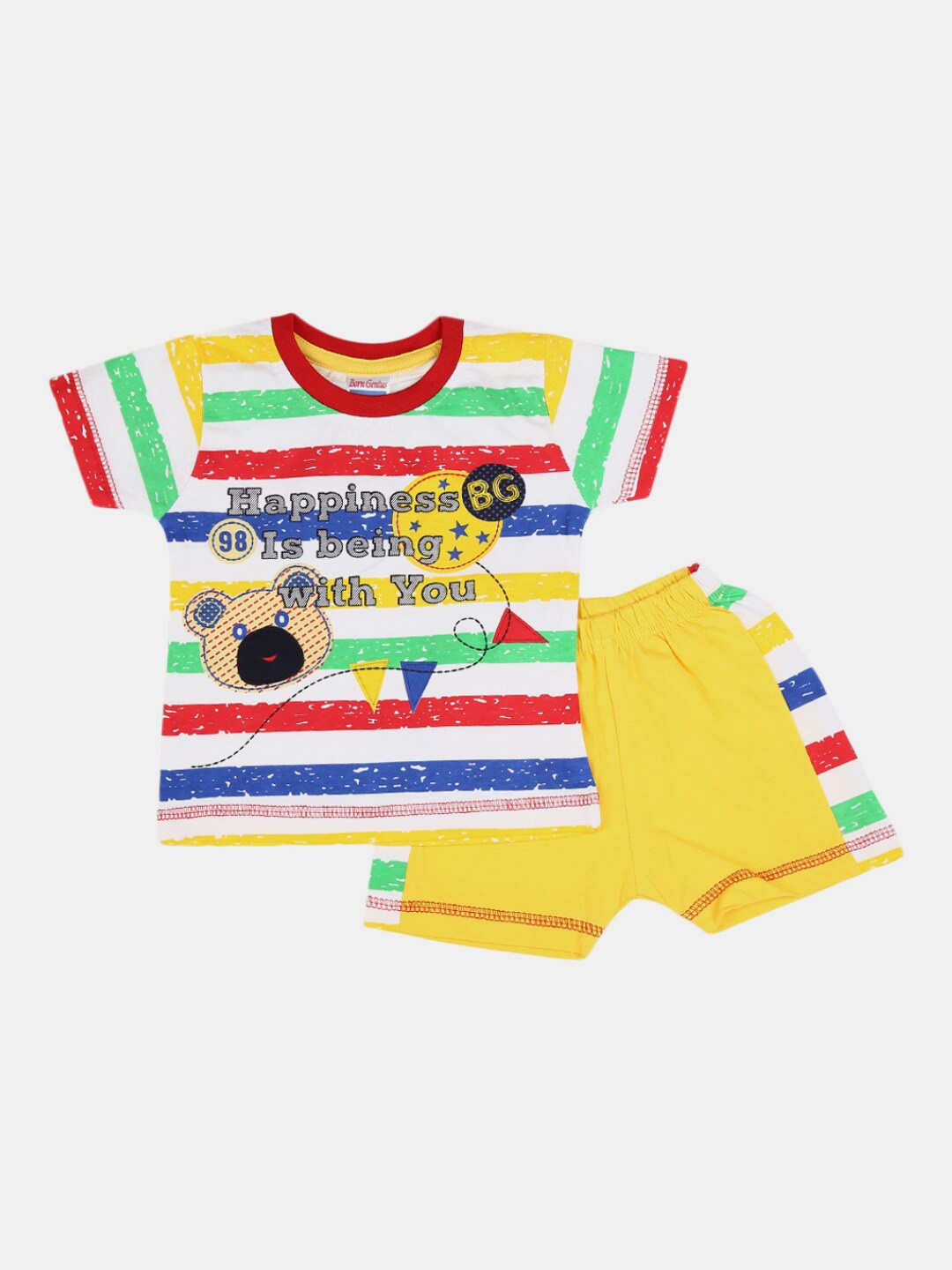 

V-Mart Infants Printed Pure Cotton T-shirt with Shorts, White