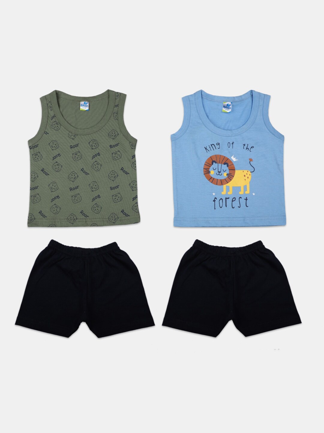 

V-Mart Infant Pack Of 2 Printed Pure Cotton T-shirt With Shorts Set, Blue