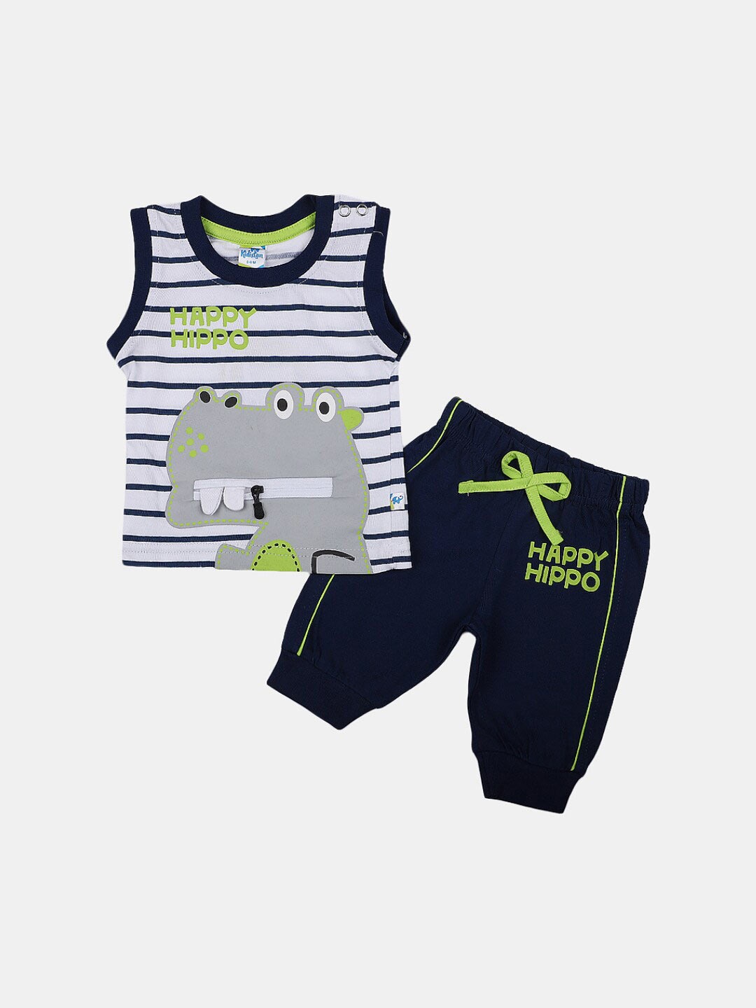 

V-Mart Infants Printed Pure Cotton T-shirt with Joggers, White