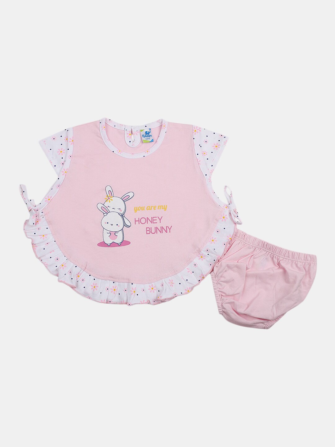 

V-Mart Infant Girls Printed Pure Cotton Top with Shorts, Pink