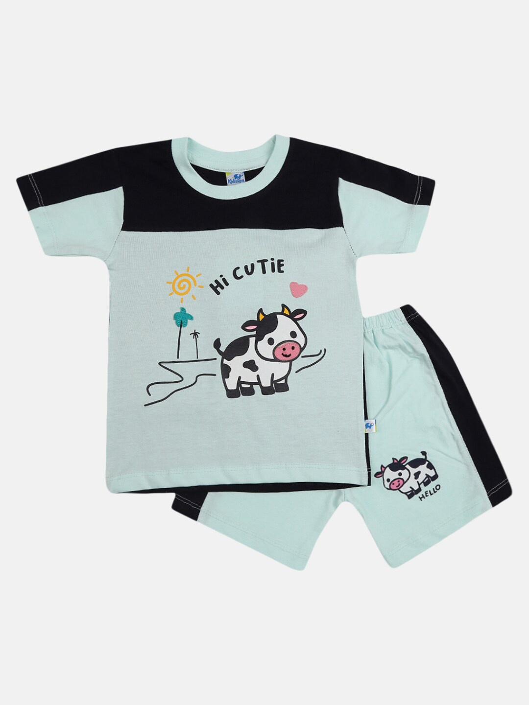 

V-Mart Infants Printed Pure Cotton T-shirt with Shorts, Green