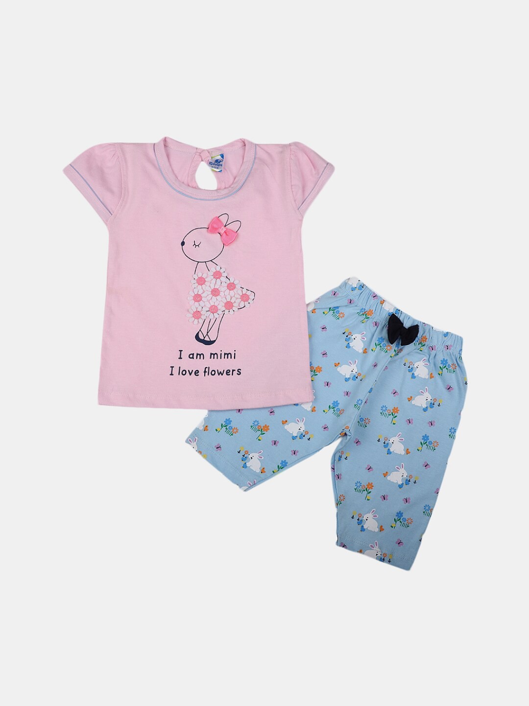 

V-Mart Infant Girls Printed Pure Cotton T-shirt with Trousers, Pink