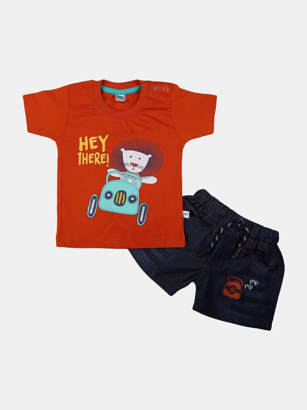 

V-Mart Infants Printed Pure Cotton T-shirt with Shorts, Red