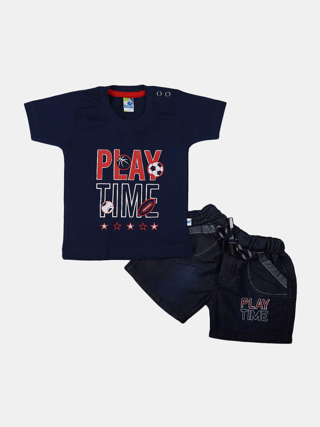 

V-Mart Infants Printed Pure Cotton T-shirt with Shorts, Navy blue