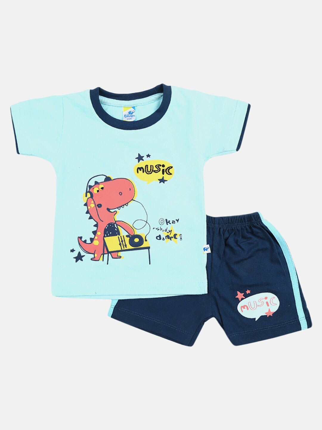 

V-Mart Infants Boys Printed Cotton T-shirt with Shorts, Turquoise blue