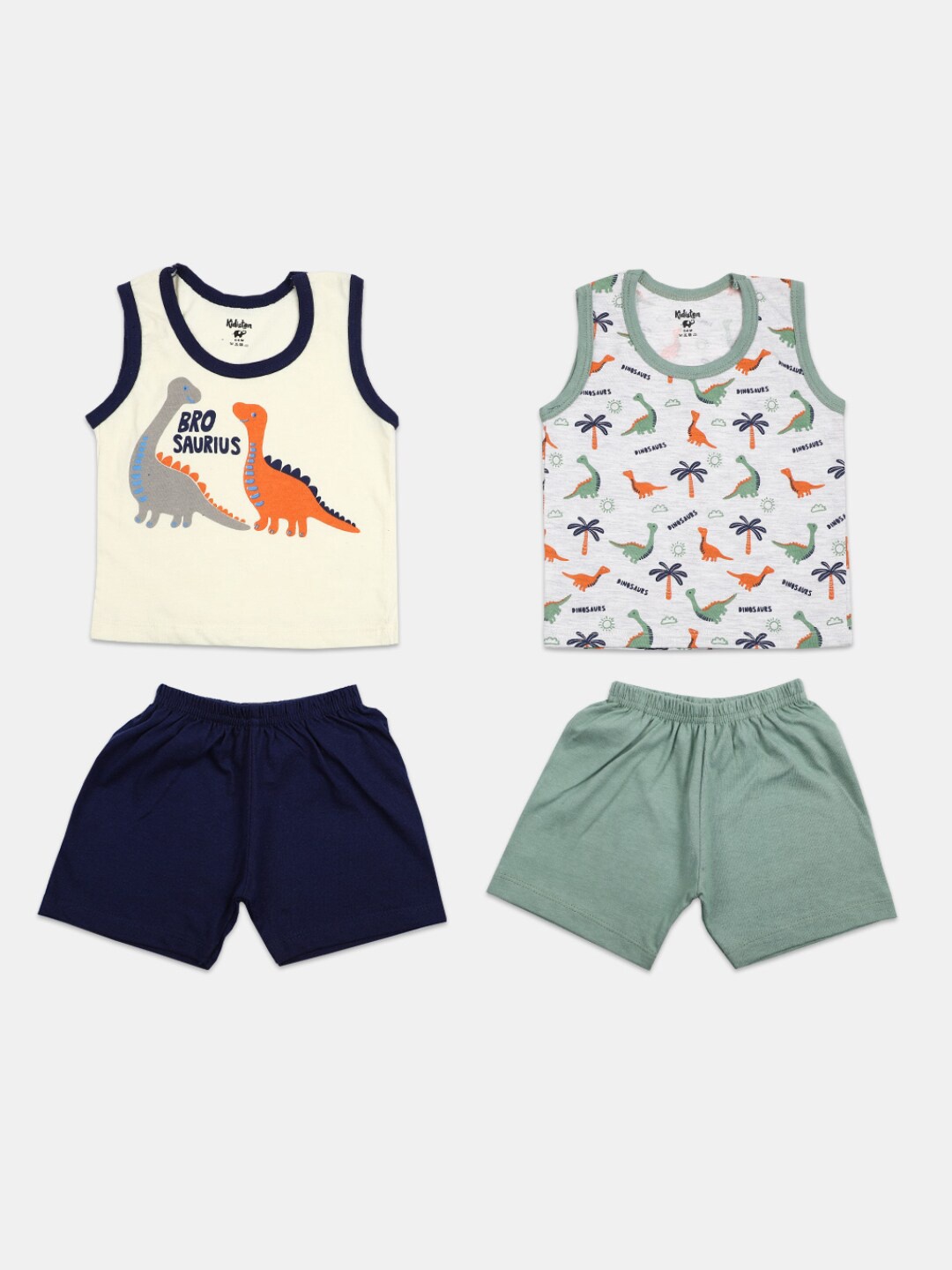 

V-Mart Infants Pack Of 2 Printed Pure Cotton T-shirt with Shorts, Yellow