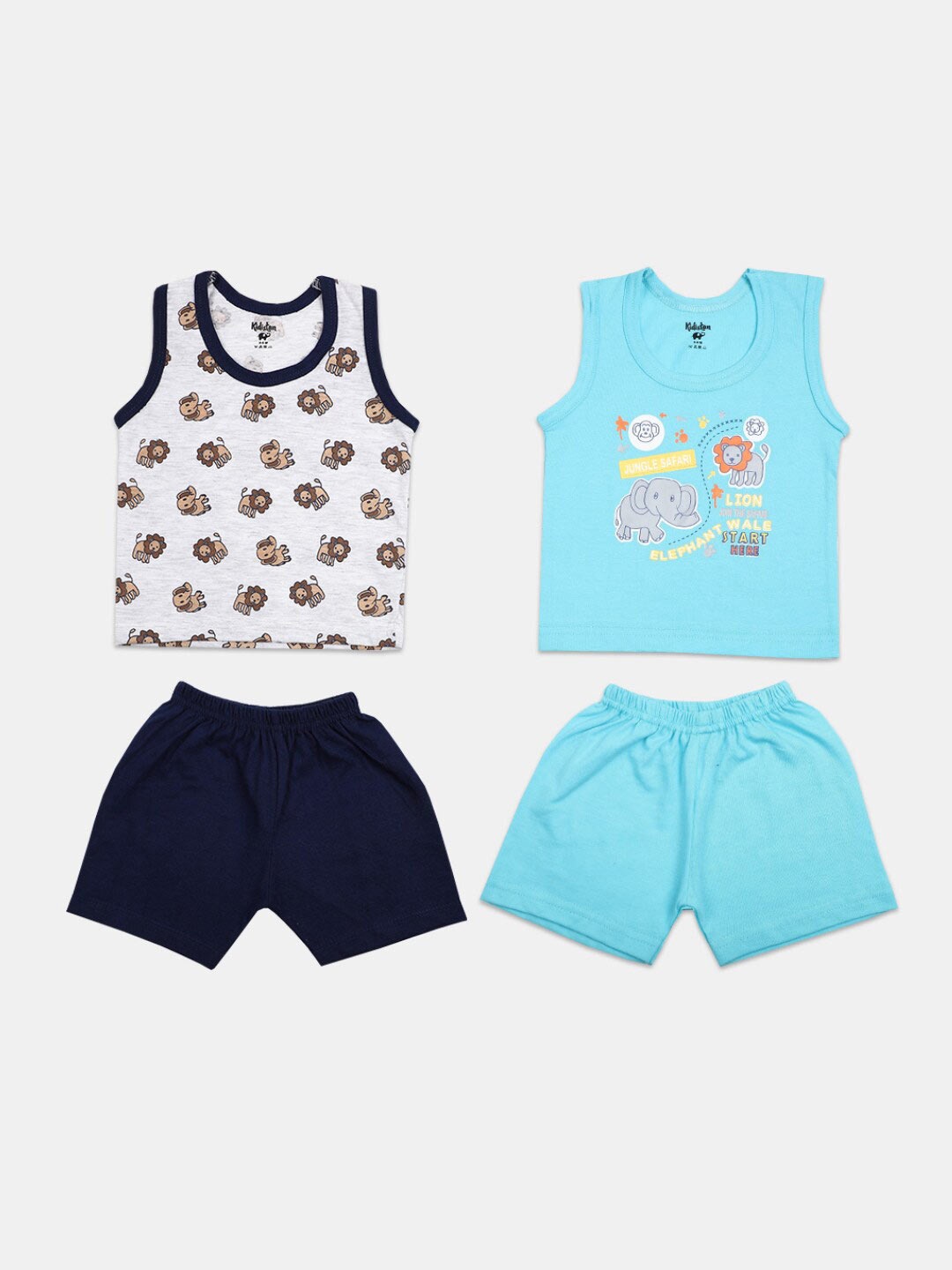 

V-Mart Infants Boys 2Pcs Printed Cotton T-shirt with Shorts, White