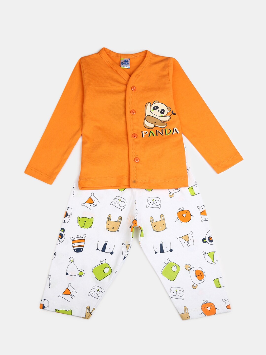 

V-Mart Infants Boys Printed Pure Cotton Shirt with Pyjamas, Orange