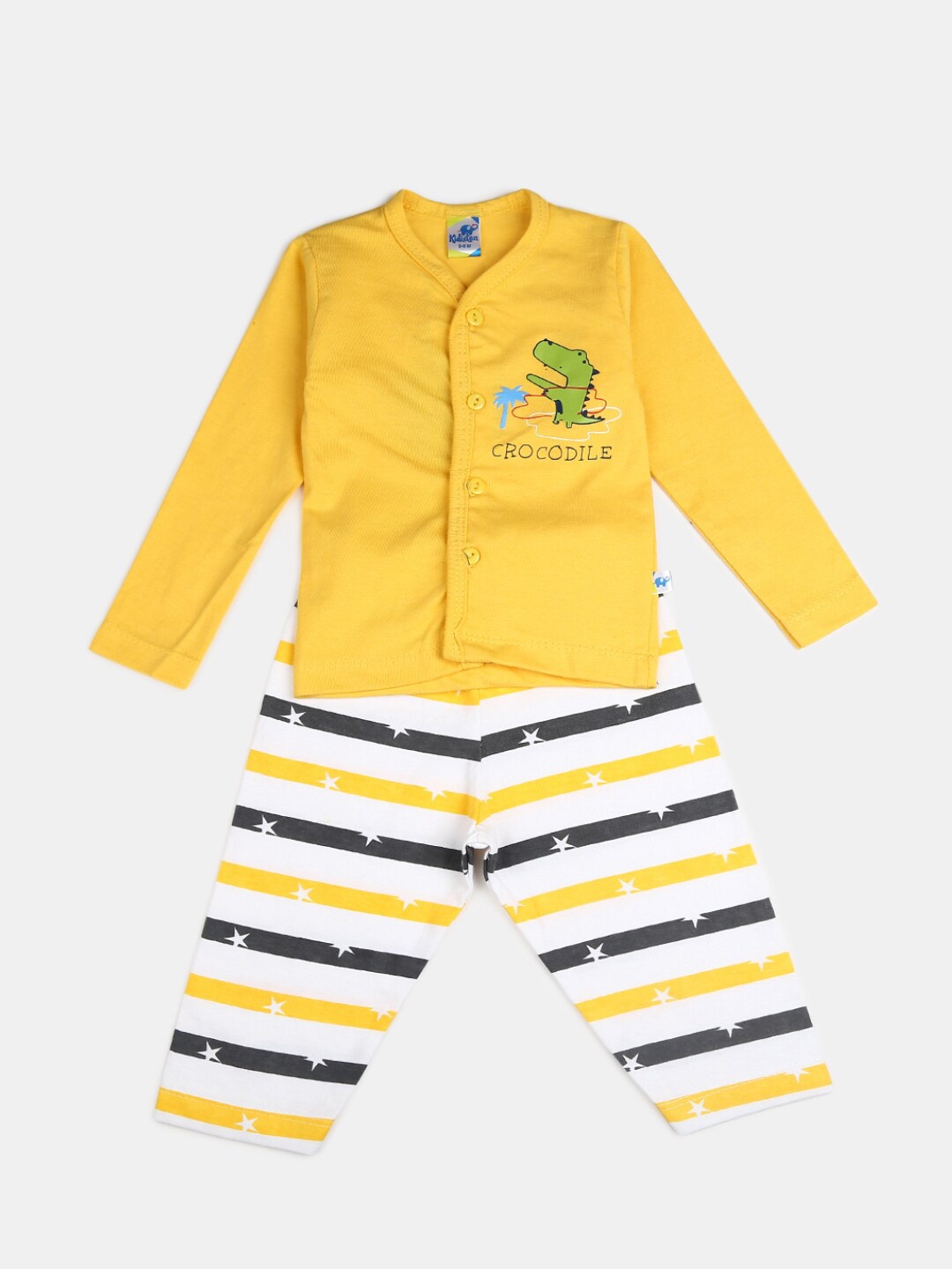 

V-Mart Infants Boys Printed Pure Cotton Shirt with Pyjamas, Yellow