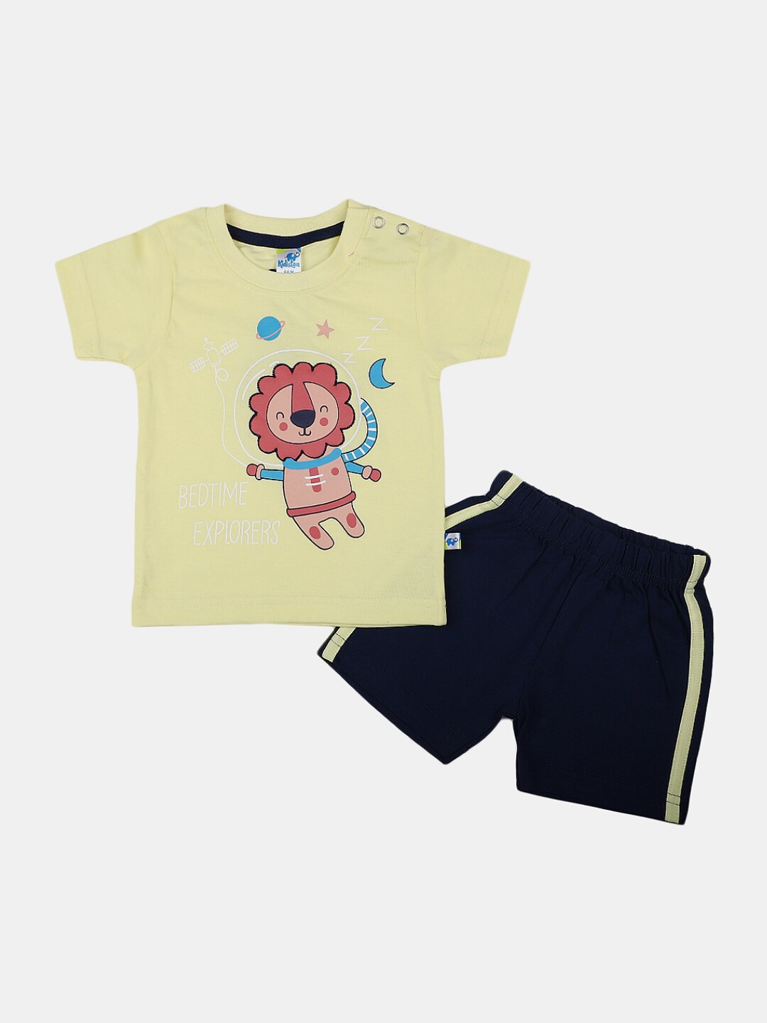 

V-Mart Infants Printed Pure Cotton T-shirt with Shorts, Yellow