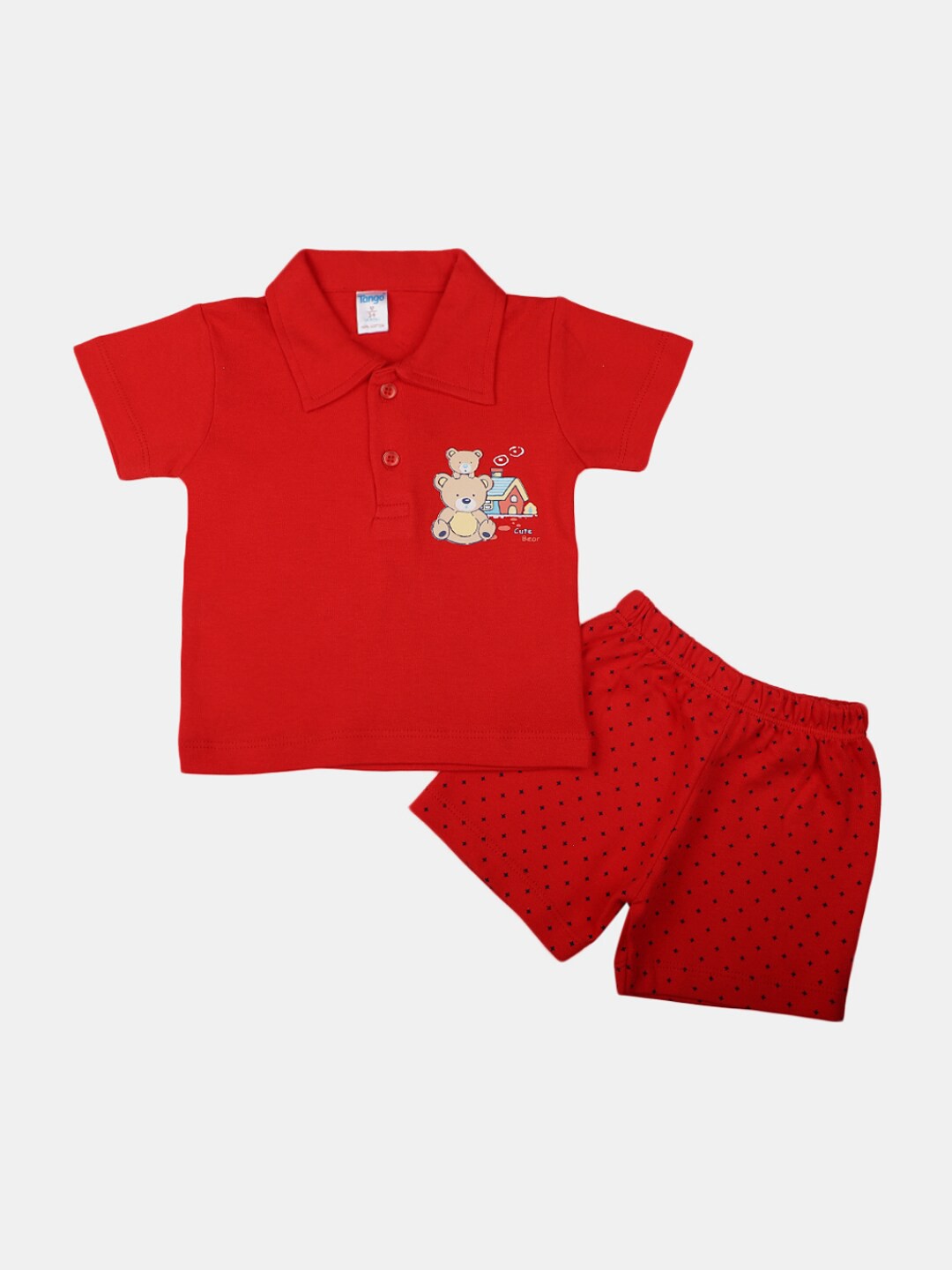 

V-Mart Infants Printed Pure Cotton T-shirt with Shorts, Red