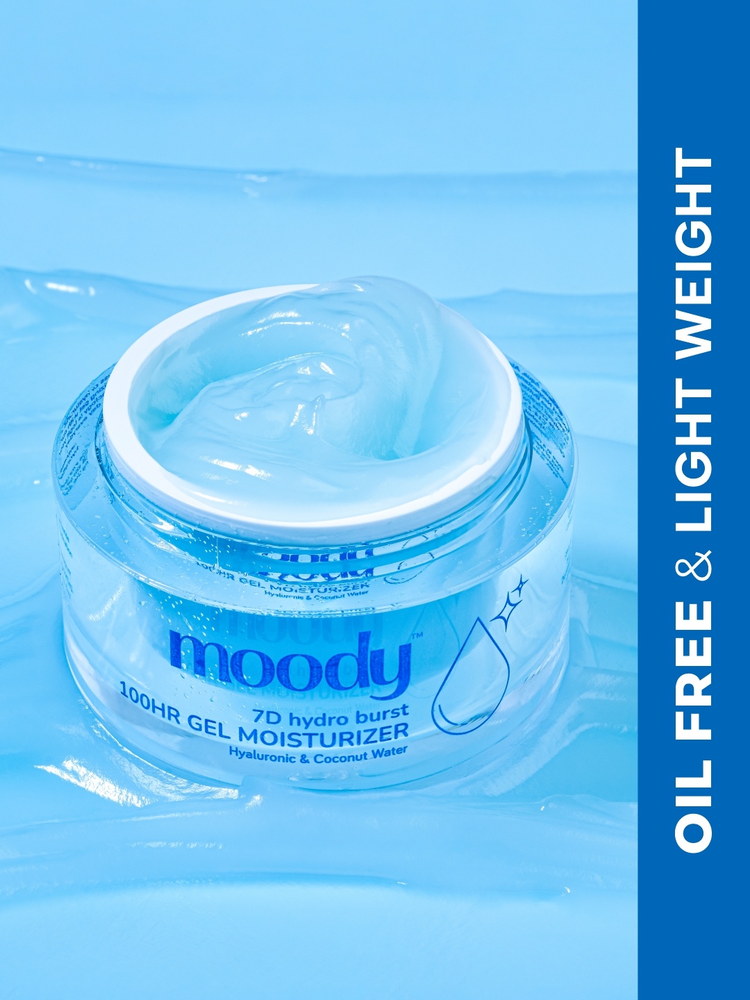 

MOODY 7D Hydro Burst 100HR Gel Moisturizer with Hyaluronic & Coconut Water, Blue