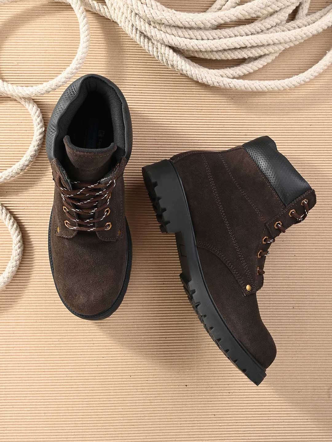 

Eego Italy Men Leather Platform Heeled Regular Boots, Brown