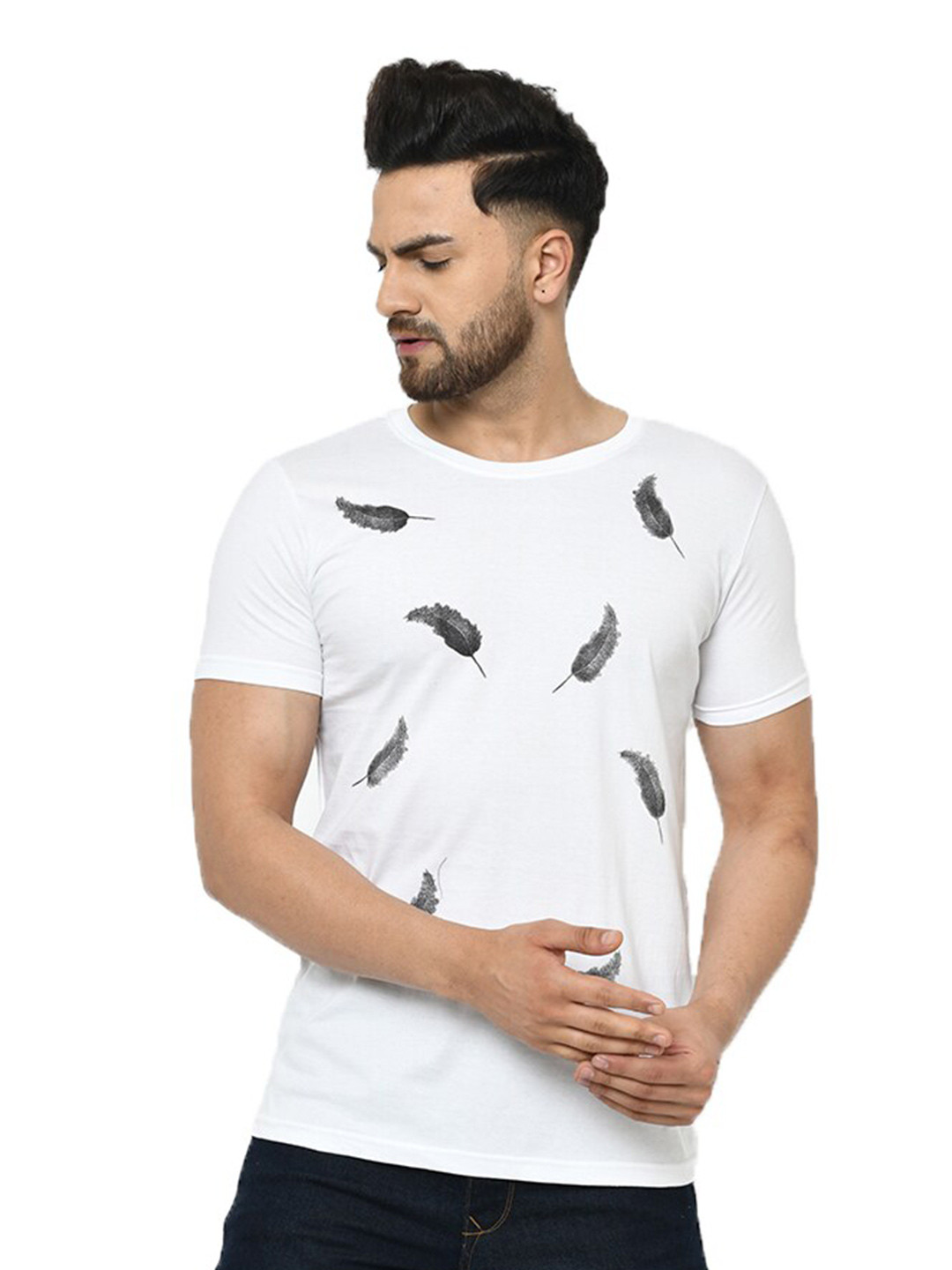 

SMARTEES Floral Printed Cotton T-shirt, White
