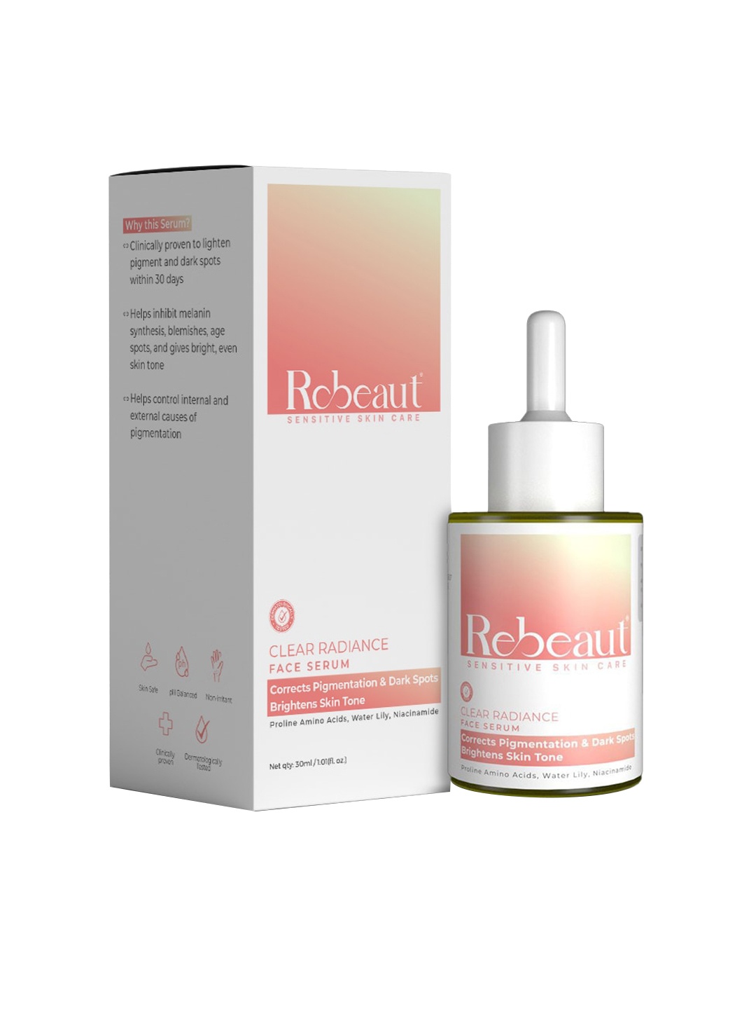 

REBEAUT Clear Radiance Face Serum for Pigmentation & Dark Spots - 30 ml, White