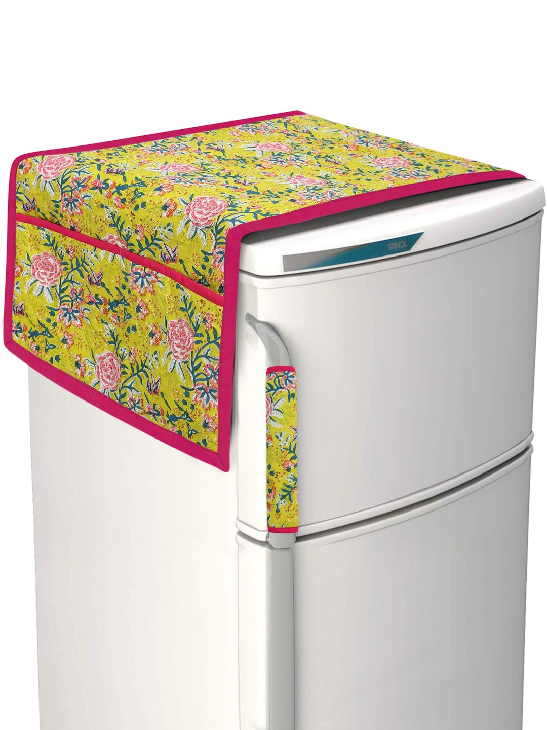 

Rajasthan Decor Green & Pink Printed Pure Cotton Refrigerator Cover