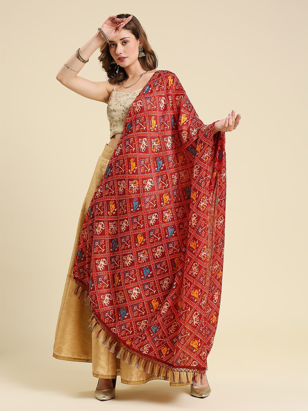 

Dupatta Bazaar Ethnic Motifs Printed Dupatta, Maroon