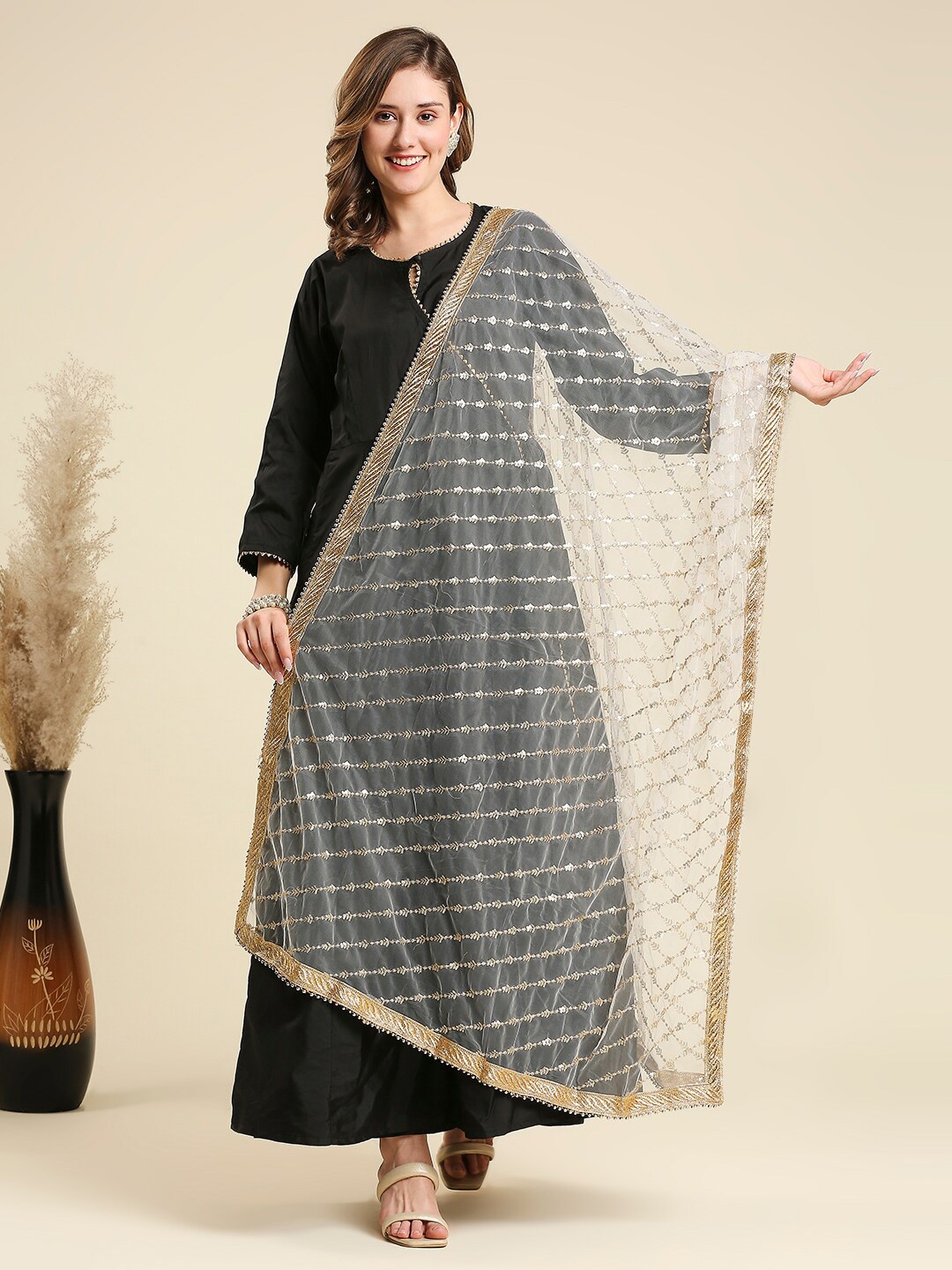

Dupatta Bazaar Ethnic Motifs Embroidered Dupatta, White