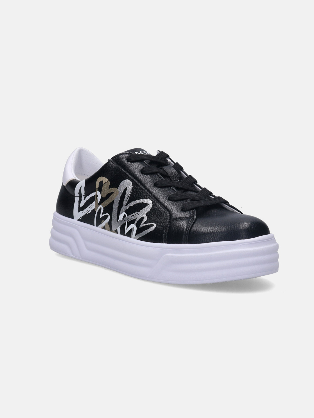 

BAGATT Women Blu Textured Printed Sneakers, Black