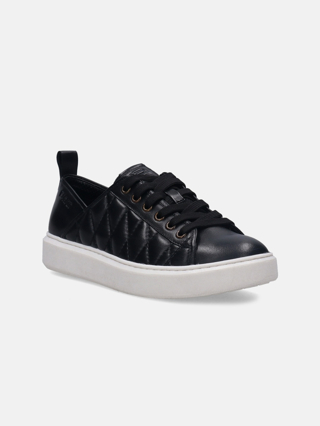 

BAGATT Women Gina Textured Leather Comfort Insole Contrast Sole Sneakers, Black