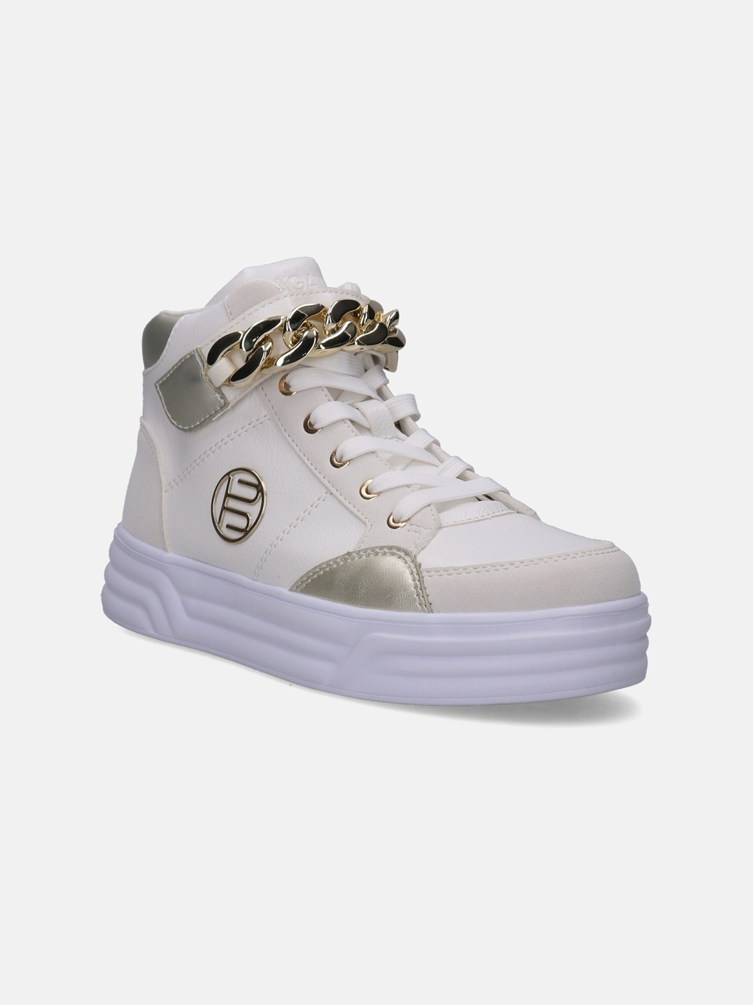 

BAGATT Women Blu Embellished High-Top Sneakers, White