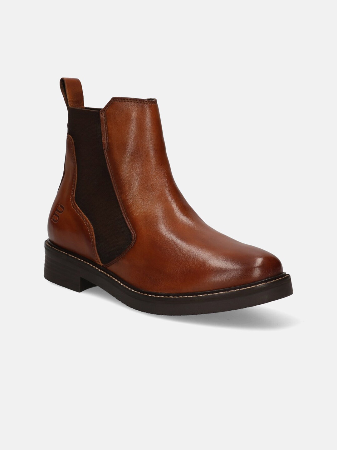 

BAGATT Zina Women Block-Heeled Leather Chelsea Boots, Brown