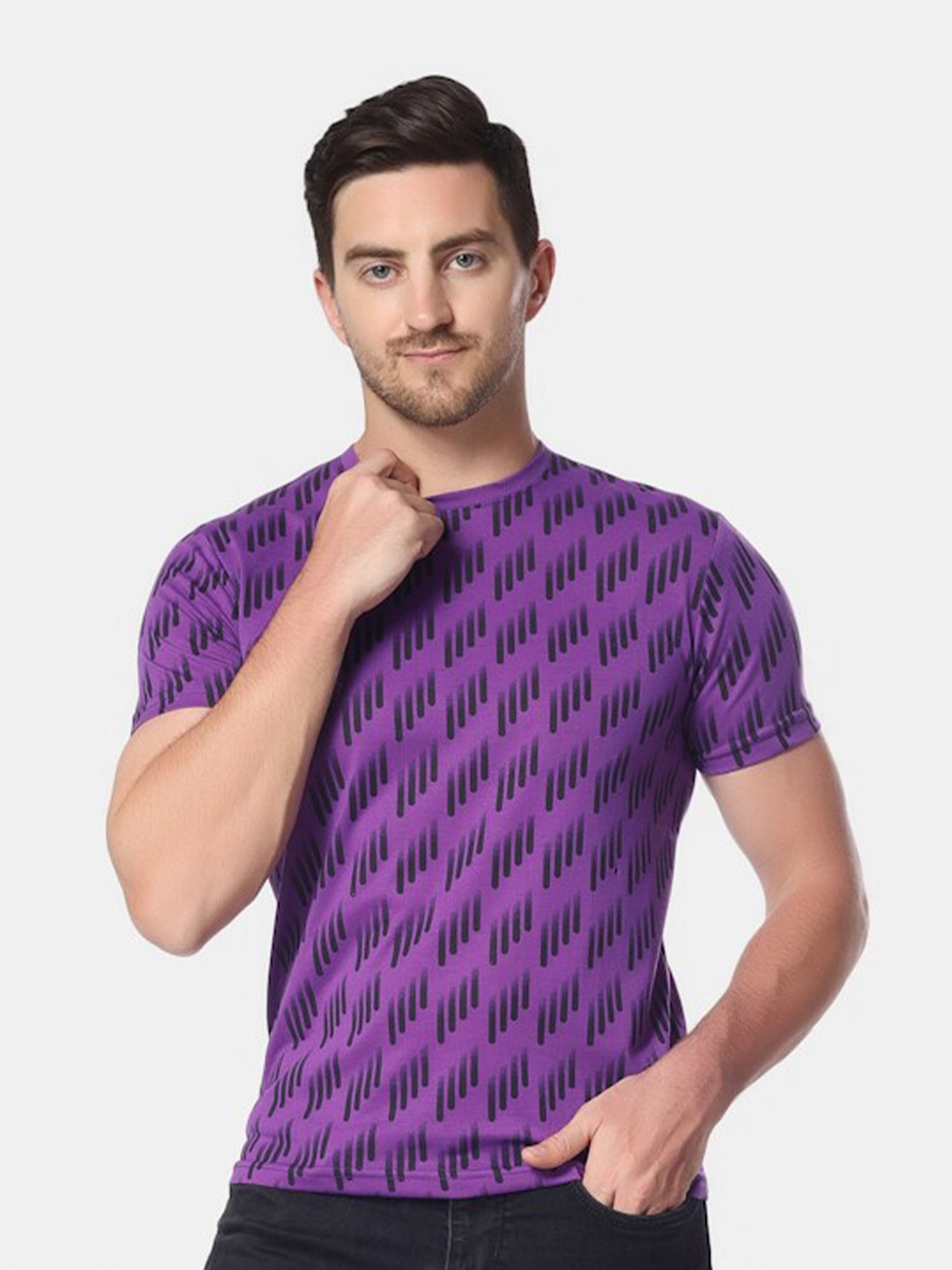 

HILL STREET Geometric Printed T-shirt, Purple