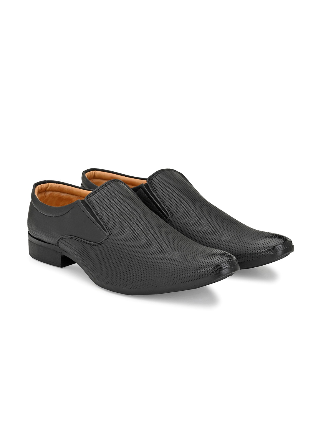 

FOXYFOOT Men Textured Formal Slip-On Shoes, Black