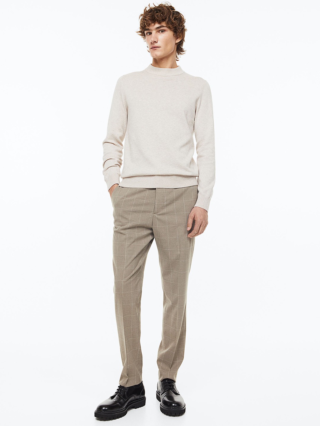 

H&M Men Slim Fit Suit Trousers, Beige