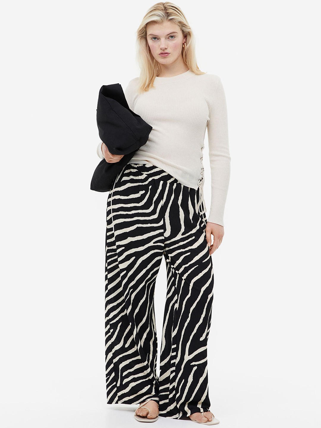 

H&M Women Pull-On Jersey Trousers, Black