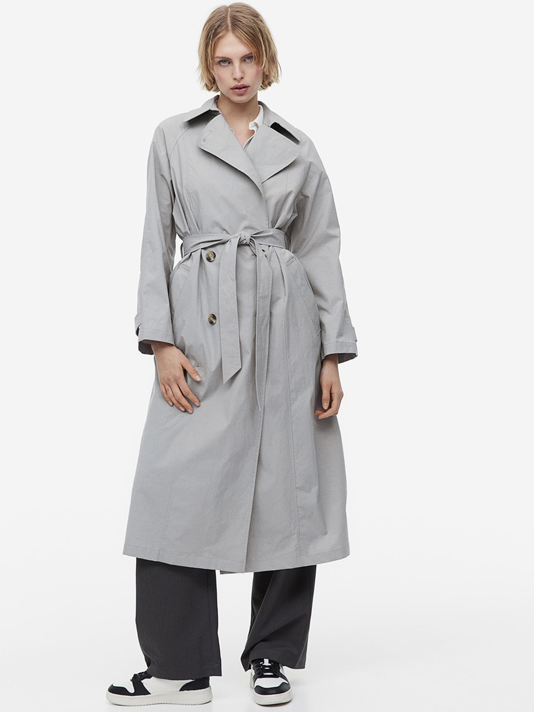 

H&M Women Trenchcoat, Grey