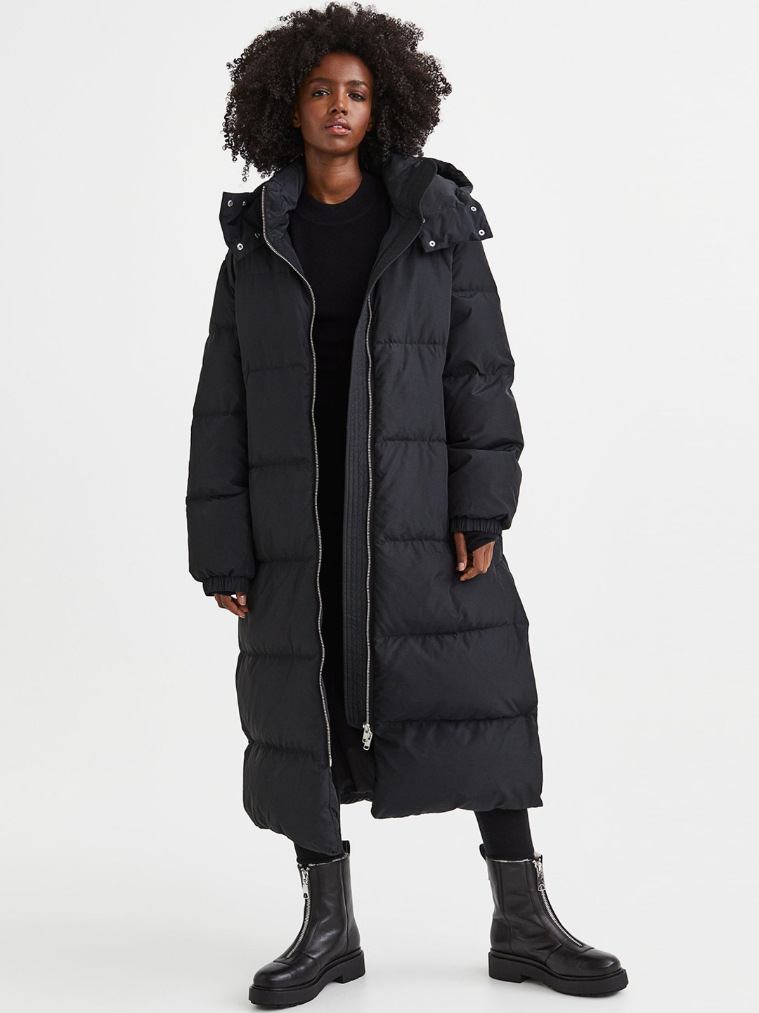 

H&M Down Puffer Coat, Black