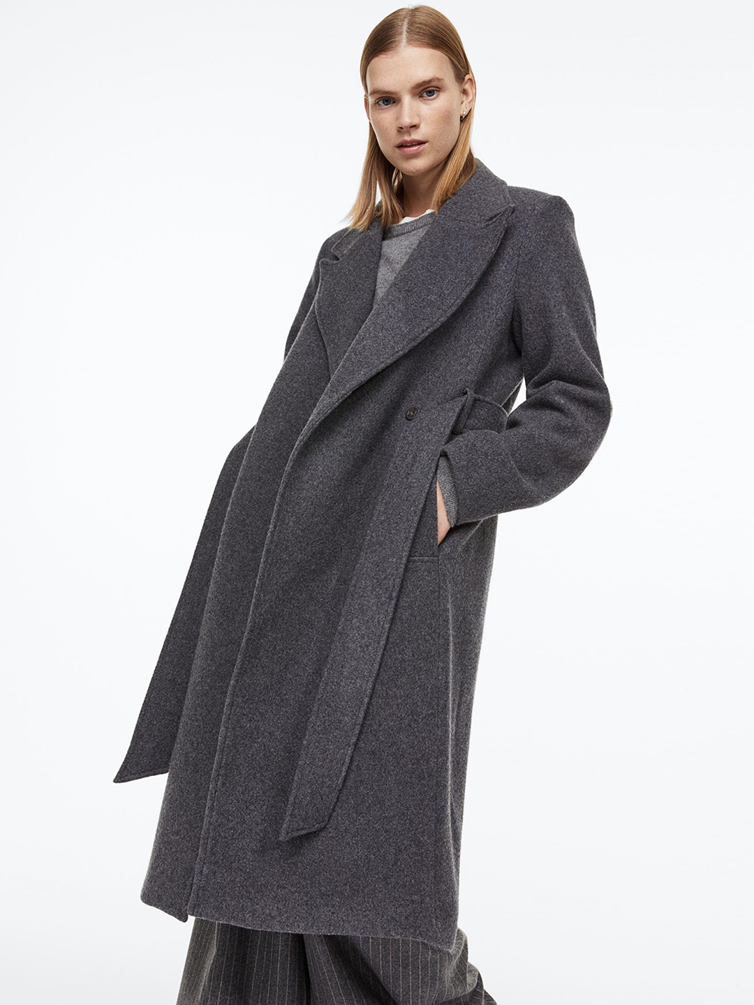 

H&M Wool-Blend Coat, Grey