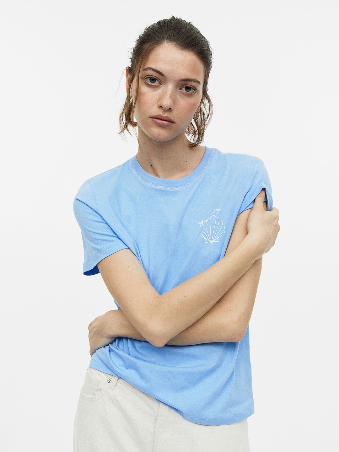 

H&M Women Cotton T-shirt, Blue