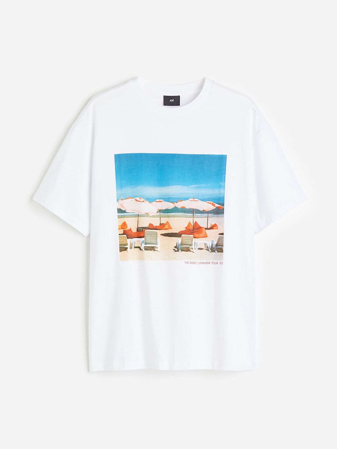 

H&M Men Relaxed Fit Printed T-Shirt, White