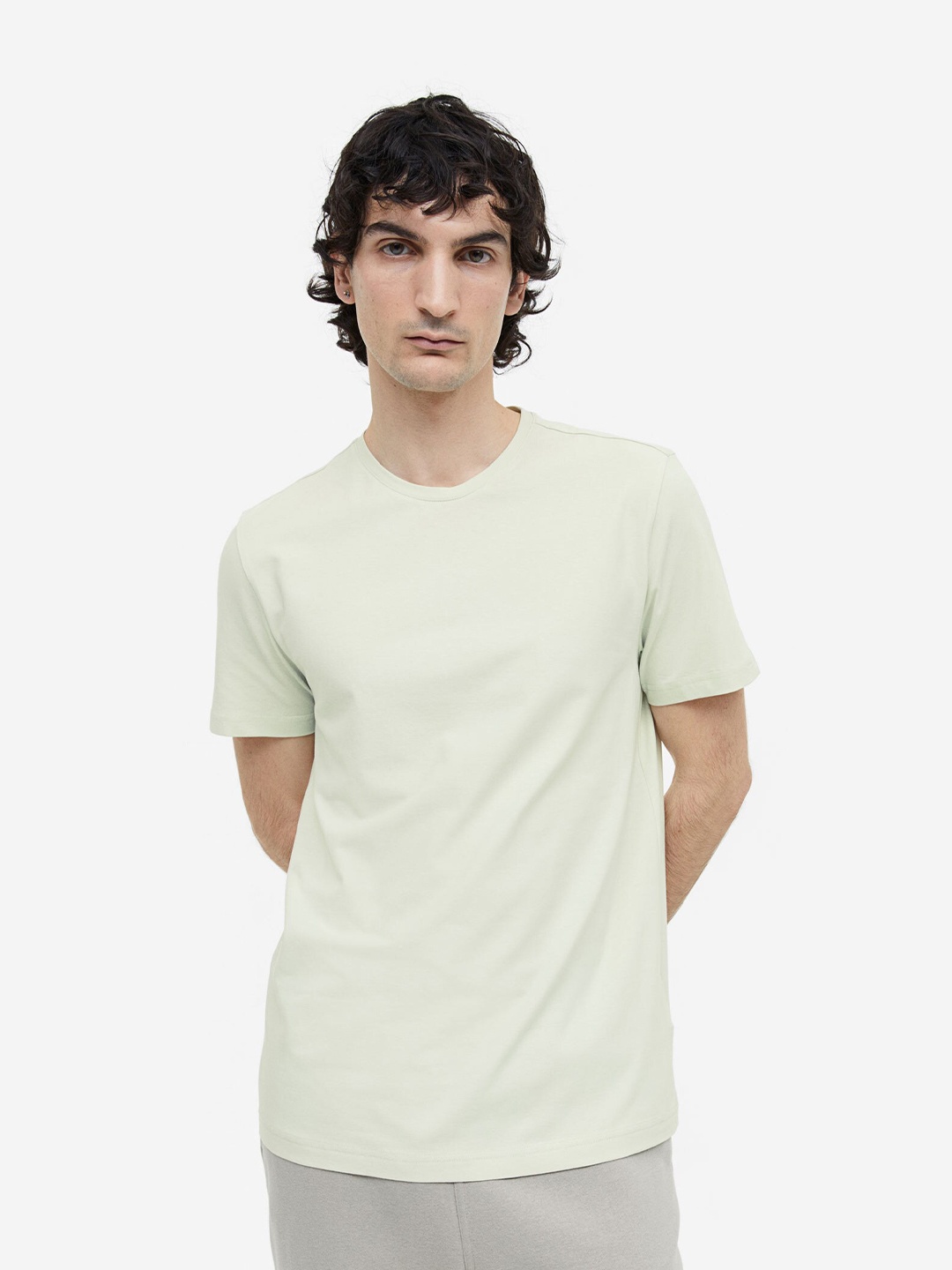 

H&M Men Slim Fit Round-necked T-shirt, Sea green