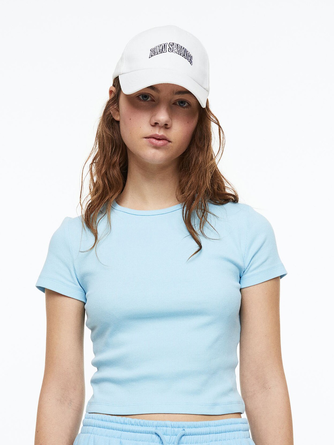 

H&M Women Ribbed Cropped Top, Blue