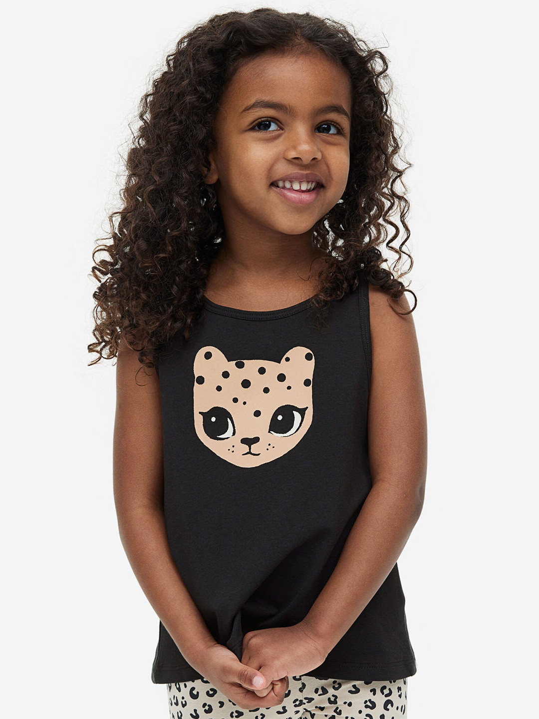 

H&M Girls Printed Vest Top, Black