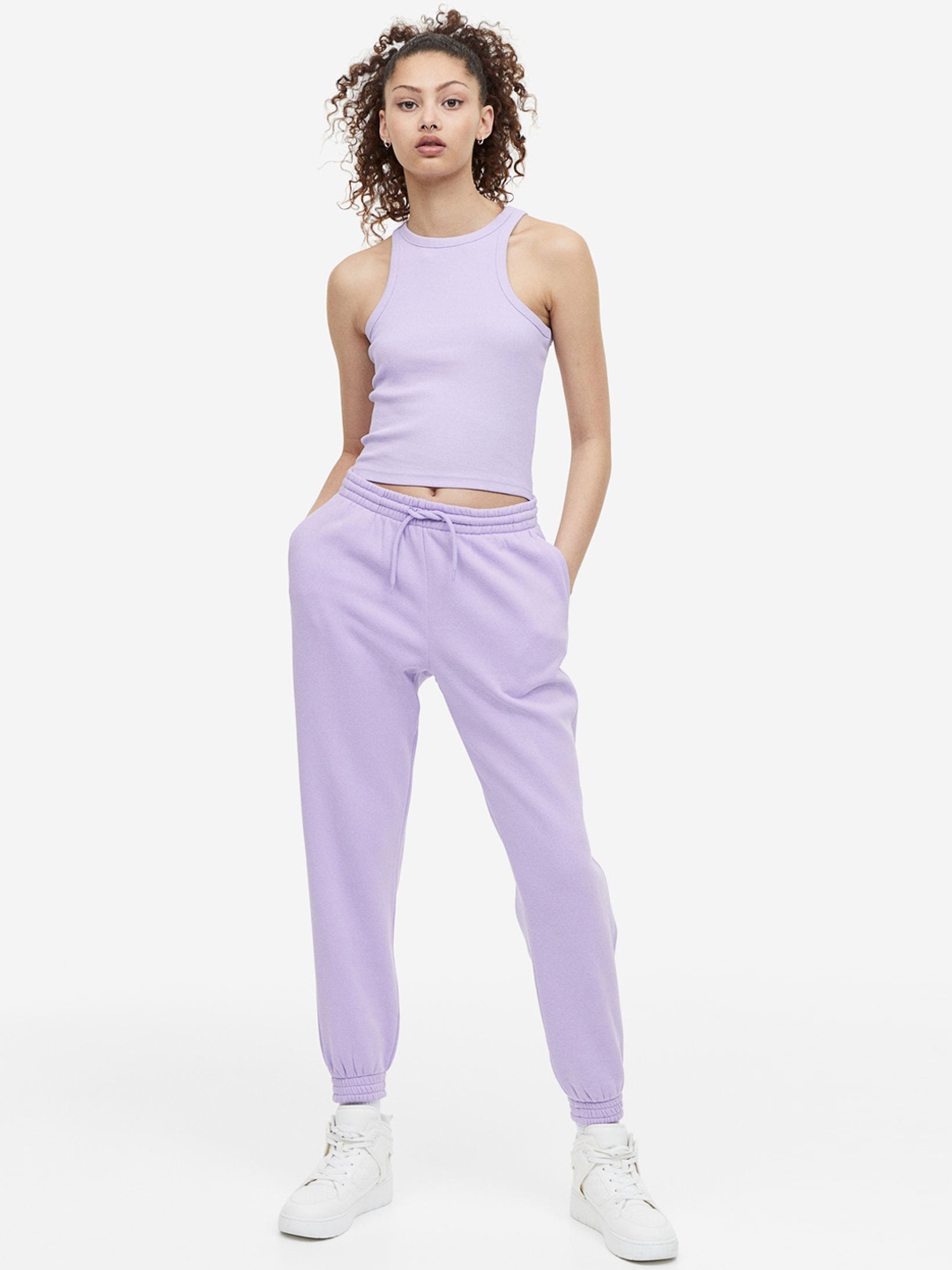 

H&M Women High-Waisted Joggers, Purple