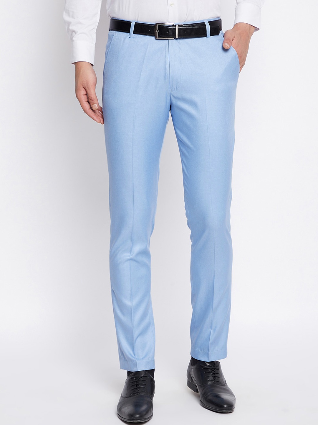 

VEI SASTRE Men Smart Slim Fit Viscose Rayon Formal Trousers, Blue