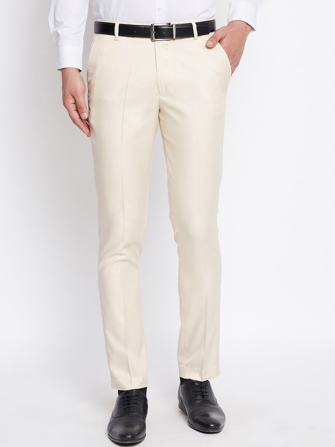 

VEI SASTRE Men Smart Slim Fit Viscose Rayon Formal Trouser, Beige