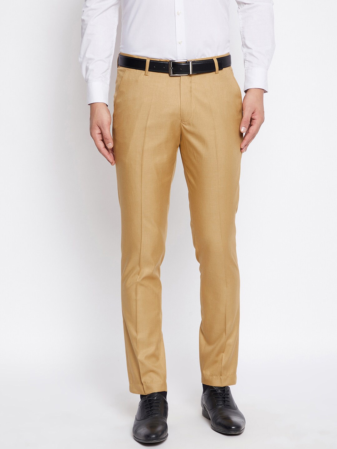 

VEI SASTRE Men Smart Slim Fit Mid-Rise Formal Trousers, Khaki