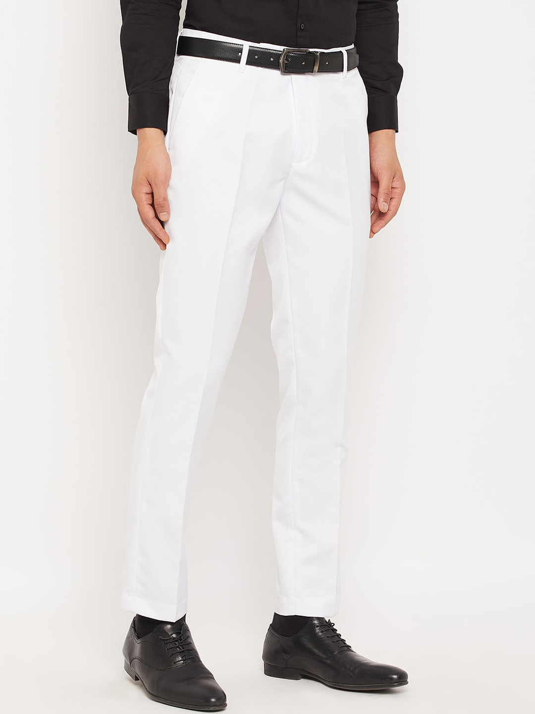

VEI SASTRE Men Smart Slim Fit Mid-Rise Formal Trousers, White