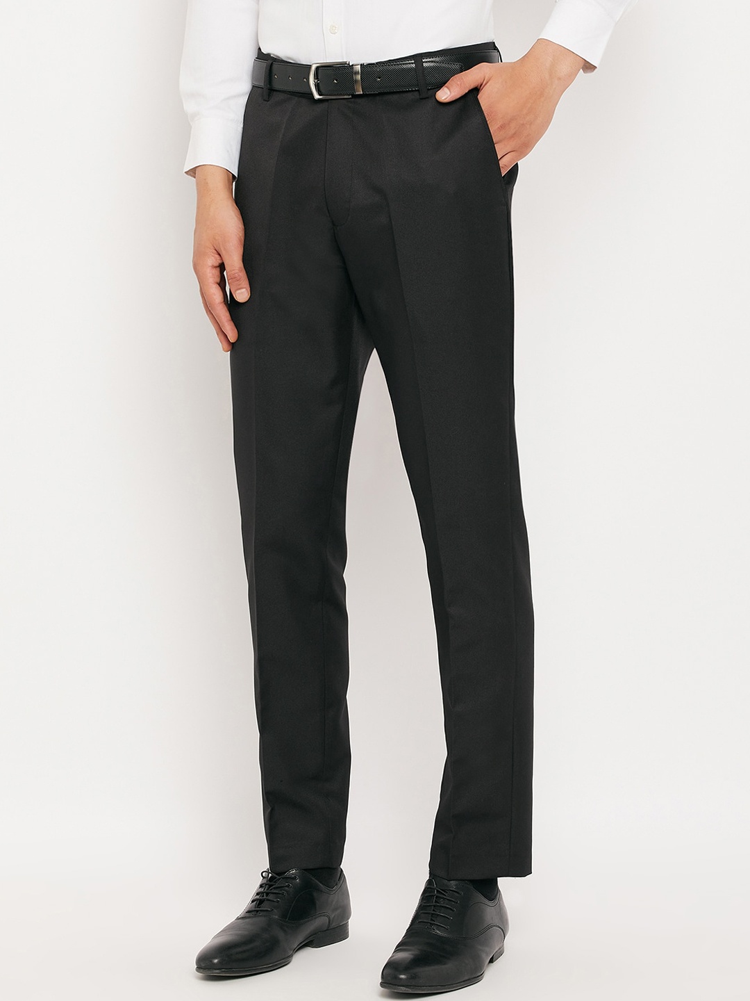 

VEI SASTRE Men Smart Slim Fit Formal Trousers, Black