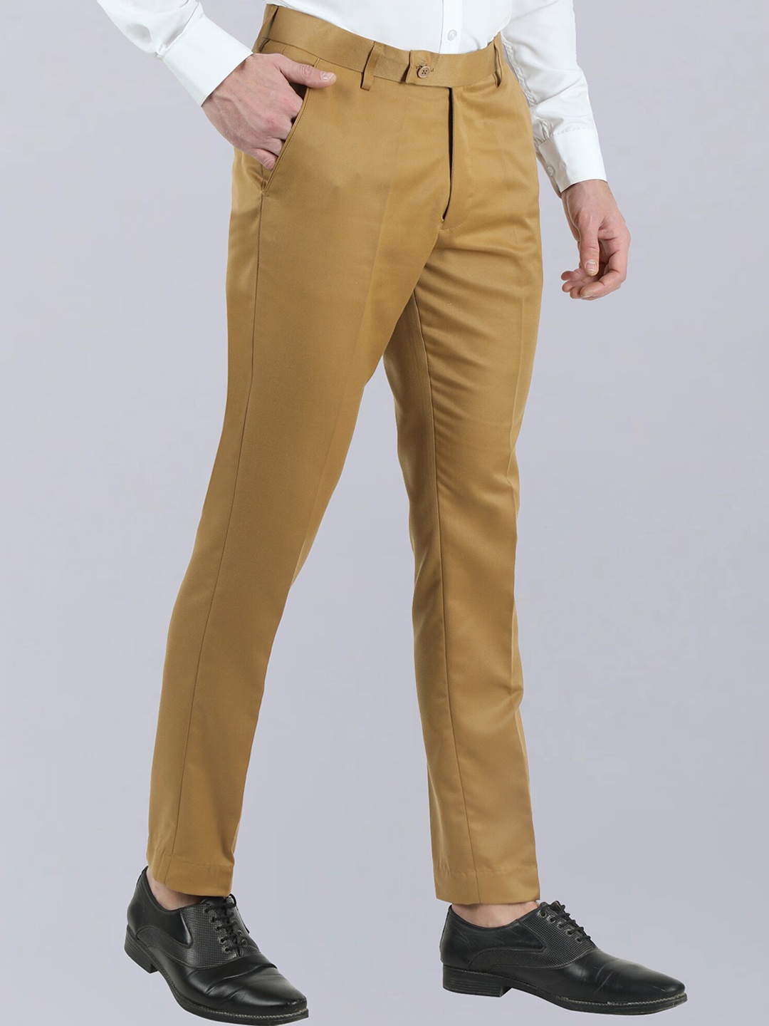 

VEI SASTRE Men Smart Slim Fit Chinos Trousers, Khaki