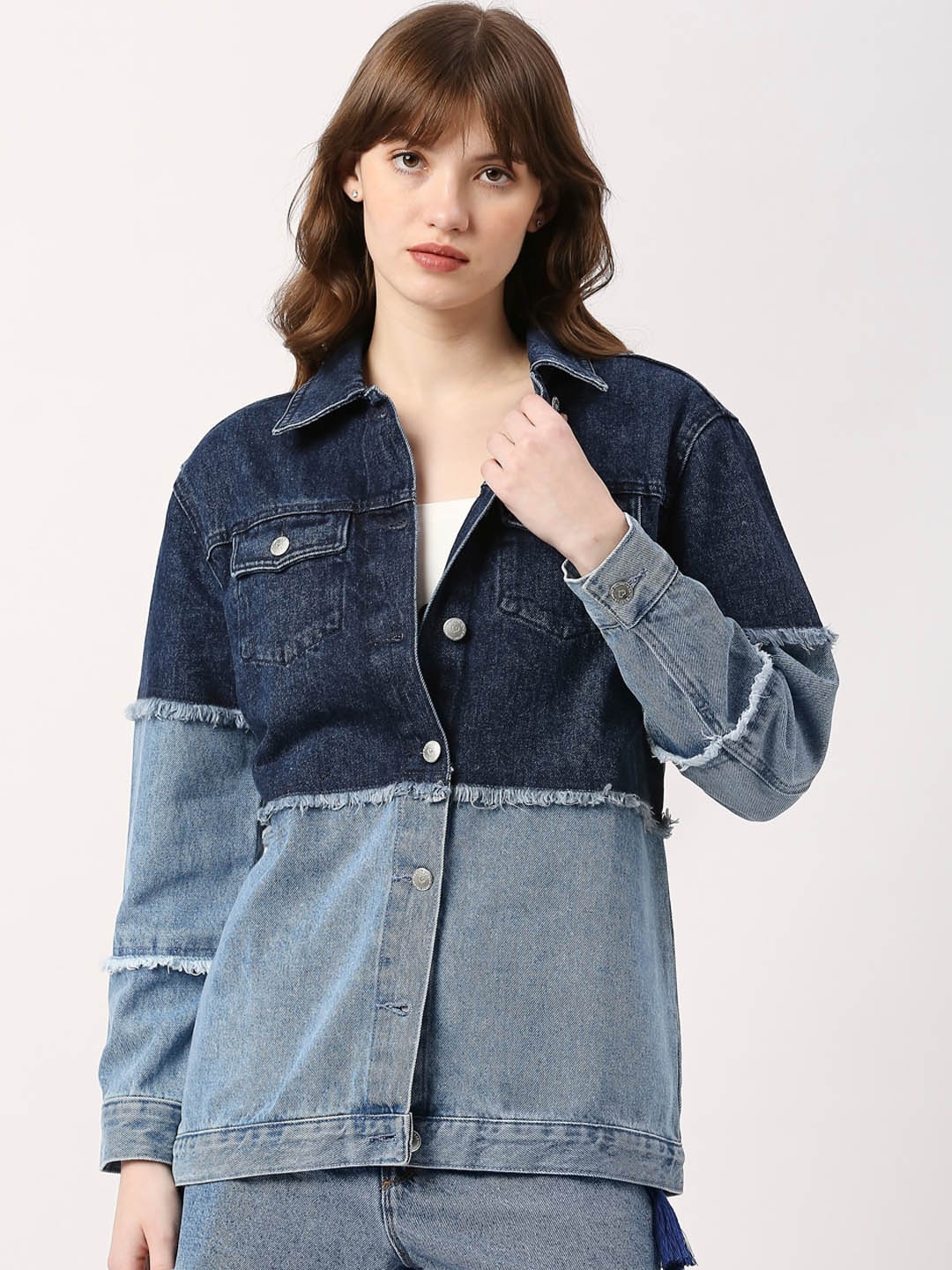 

LOVEGEN Washed Longline Denim Jacket, Blue