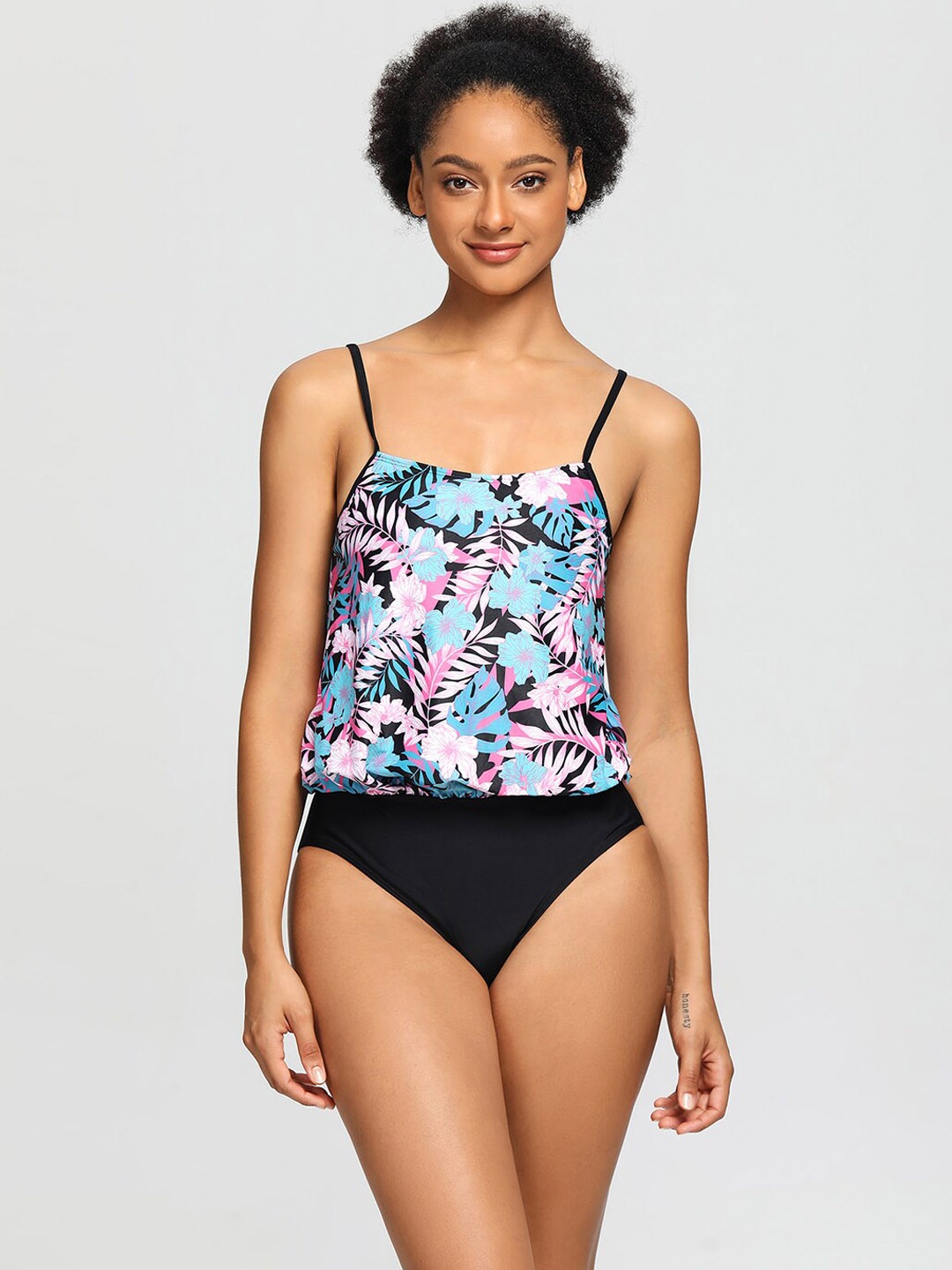 

JC Collection Women Printed Shoulder Straps Medium Coverage Swim Set, Purple