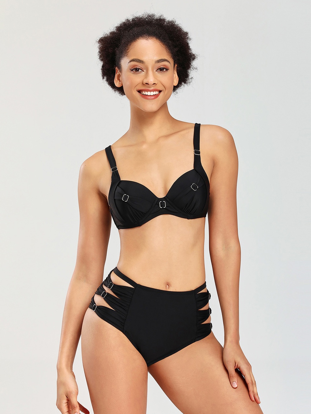 

JC Collection Swim Bikini Set, Black