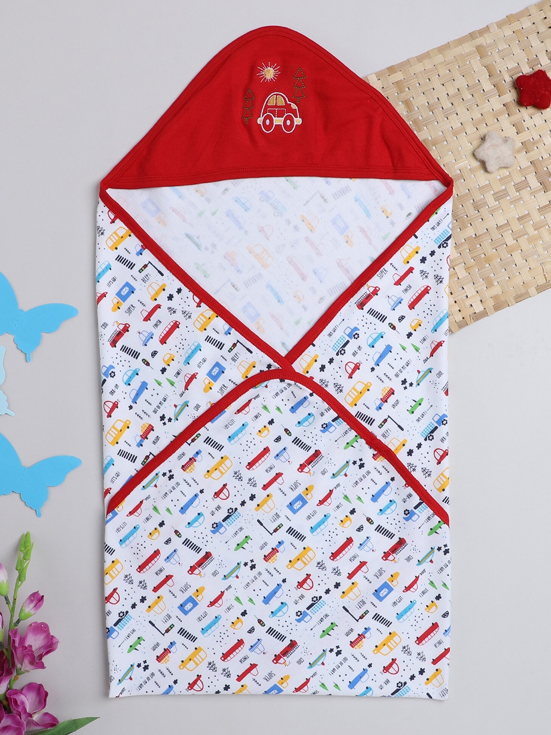 

BUMZEE Infants Boys Hooded Wrapper Baby Gear & Nursery, White